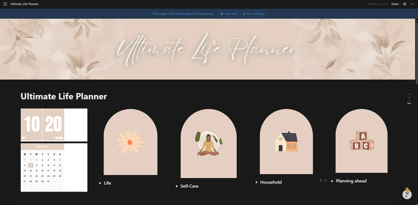 Ultimate Life Planner — Notion Template pentru o viață organizată și echilibrată